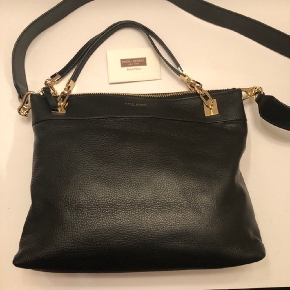 Henri bendel black leather soho messenger bag tags - Picture 7 of 16